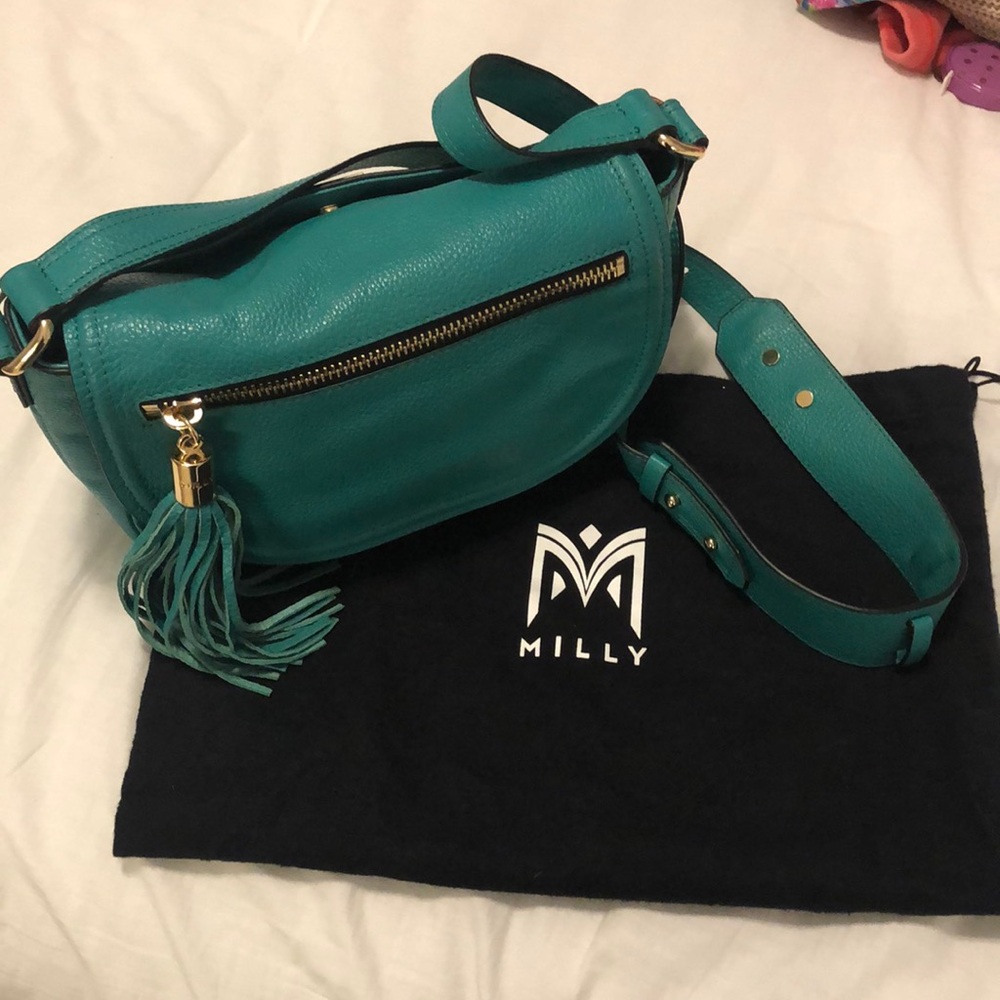 Milly Cross Body Satchel Leather Bag - Emerald